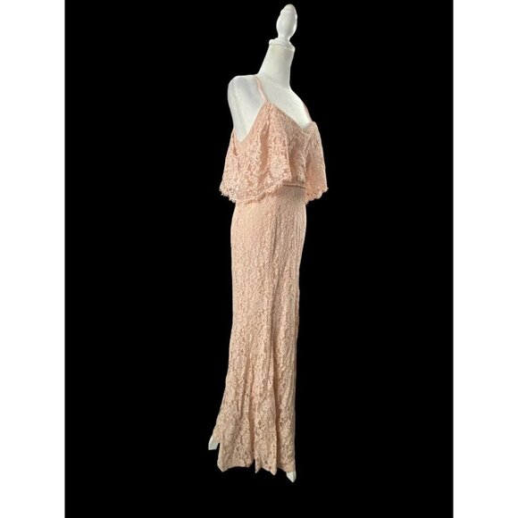 LULUS Women Caterina Maxi Dress Sz M Light Pink Eyelet Elegant Event Party 7-3 - Picture 4 of 16